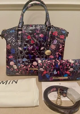 Brahmin Duxbury Satchel In Folktale  Ady Matching Wallet Beautiful Floral NWT - Image 1 of 4