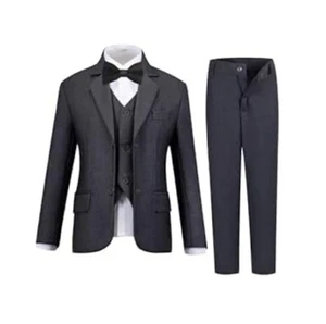 Grey 3-piece suit with white long sleeve and bow ties size 5 - Picture 1 of 6
