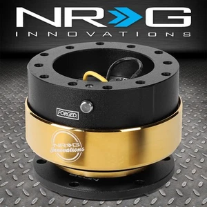 NRG STEERING WHEEL 6-HOLE GEN 2.0 QUICK RELEASE ADAPTOR BLACK/GOLD CHROME RING - Picture 1 of 2