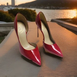 Sam Edelman Delores D'Orsay rote hochhackige Lackleder-Pumps Größe 7,5 Mob Wife - Bild 1 von 10