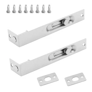 Heavy Duty 6 Flush Bolt Lock Set for French Doors - Brushed Chrome Finish - Picture 1 of 7
