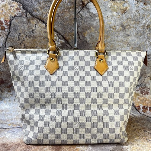 LOUIS VUITTON（LV） Borsa Louis Vuitton Saleya MM Tote Damier Azur borsa a mano borsa in pelle zip bianca