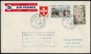 1960-Enveloppe 1°Jour**1°liaison.Air france-Paris.Los angeles-boeing 707 - Foto 1 di 2