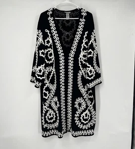 Catherines Plus 3X Long Open Duster Cardigan Boho Hippie Festival Embroidered - Picture 1 of 13