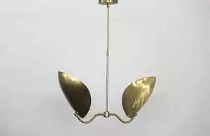Mid Century 2 geschwungene Leuchtenformen Hängelampe modern Messing Kronleuch... - Bild 1 von 7
