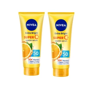 2X (E12/26 ) Nivea Extra Bright Super C+Body Vitamin Serum Sunscreen SPF50++70ml - Picture 1 of 9