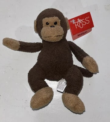 Vintage Russ Berrie Luv Pets Mulligan Brown Monkey Plush Stuffed Animal NWT - Image 1 of 4