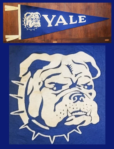 VINTAGE Yale University Bulldogs Football Pennant! 1950s WOW! Cover