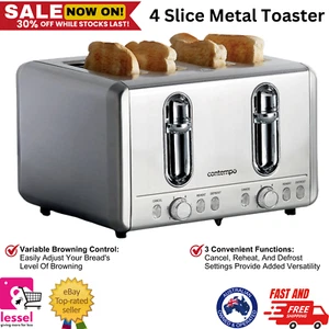Bread Toaster Pop Up Toasty Slice 4 Slice Toaster Stainless Steel Anti Jam Toast - Picture 1 of 7