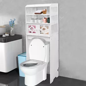 Blanco Moderno 4 Pisos Armario Inodoro PVC Gabinete de Almacenamiento Almacenamiento Almacenamiento - Imagen 1 de 18