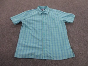 Patagonia Shirt Adult L Blue Plaid Seersucker Beach Outdoors Lightweight Mens - Picture 1 of 10