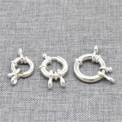 925 Sterling Silber Federring Perlenverschluss 2 Strang für Halskette 10mm 12mm - Bild 1 von 4