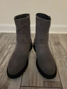 STIEFEL, STOLLEN. JUSTFAB Demi Buckled Flat Moto. Grau Gr. 11 Moto Combat Neu, ohne Karton - Bild 1 von 9