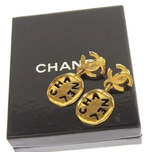 CHANEL CC Logo Coco Mark Swing Clip On Ohrringe vergoldet Vintage mit Box - Bild 1 von 24