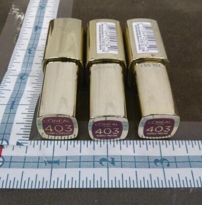 3 pc lot LOREAL EXTRAORDINAIRE LIQUID COLOUR RICHE LIPSTICK 403 PURPLE PRELUDE  - Image 1 of 4