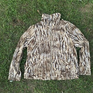 Chaqueta para mujer Laura Ashley con estampado animal dorada ligera con cremallera frontal Y2K XL - Imagen 1 de 8
