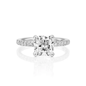 F/VS2 Cushion Cut Lab Created Diamond Engagement Ring 1.15 CT 14K White Gold Bri - Picture 1 of 3