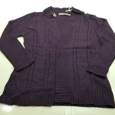 Cárdigan para mujer Jason Maxwell tejido con cable púrpura frente abierto manga larga talla LP Foto 1 de 4