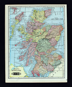 1901 Tunison Map Scotland Glasgow Aberdeen Inverness Loch Ness Edinburgh UK