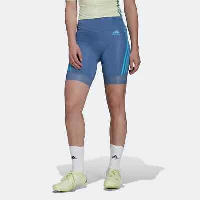 NWT$100 Adidas Women's Padded Cycling Shorts Fitted Blue Size S H65308 - Image 1 of 4