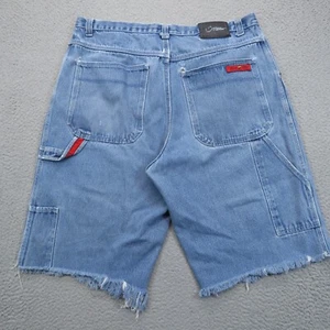 VTG Brooklyn Xpress Jean Shorts Men 40 Baggy Carpenter Distressed Cut off Skater - Picture 1 of 14