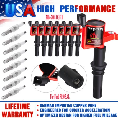 Paquete de 8 bobinas de encendido y bujías de platino para Ford F150 5,4 L 2004-2010 DG511 Foto 1 de 4