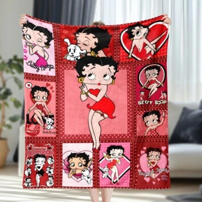 Cobertor de lã Betty Boop microplush leve ultra macio casa 50x60, 60x80 polegadas - Imagem 1 de 4