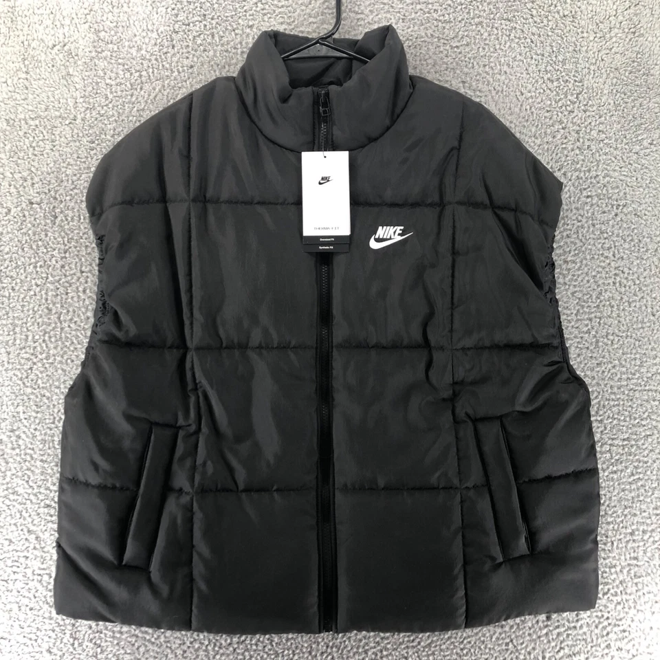Nike Sportswear Womens Size M Puffer Therma-FIT Loose Vest Black FB7679-010