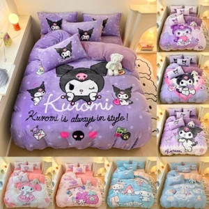 Cartoon Melody Cinnamoroll Kuromi Duvet Cover Bed Sheet Pillowcase Bedding Set - Picture 1 of 23