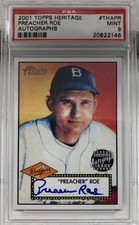 PSA 9 2001 Topps Heritage Preacher Roe Autograph