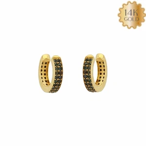 Gold Double Layer Black Diamond Ear Cuff Jewelry Earring - Picture 1 of 6
