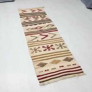 Türkischer Vintage Kelim Teppich Handarbeit Wollteppich Bohemian Läufer Rug - Bild 1 von 9