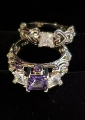 Anel de luxo feminino genuíno prata refinada ametista 925 - Imagem 1 de 4