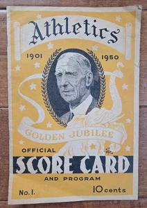 1950 ATHLETICS VS BOSTON OFFICIAL PROGRAM & SCORE CARD NO. 1 DOM  Dimaggio - Picture 1 of 8