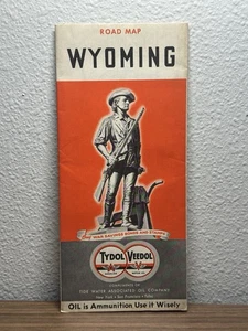 1942 Tide Water Associated Road Map: Wyoming USED - Picture 1 of 2