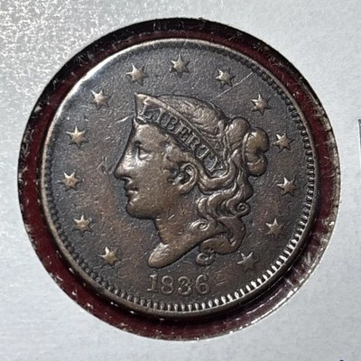 1836 Coronet Head Large Cent  US 1c Copper Coin - Image 1 of 4
