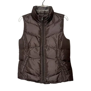 Land’s End Daunen gefütterte Weste braun klein durchgehender Reißverschluss Taschen Outdoor Gorpcore neu ohne Etikett - Bild 1 von 15