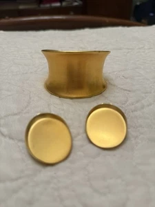Clara Studio Inc Vintage Y2K gebürstetes Ton Gold Manschette Armband & Clip Ohrringe - Bild 1 von 5