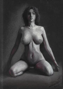 original Zeichnung A3 133DS Kunstwerk Pastell Modern Weiblicher Akt - Bild 1 von 1