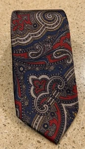 SULKA Blues/Reds Paisley Pattern Silk Men's Tie 3 1/4” W X 56” L  Made In Italy - Picture 1 of 19