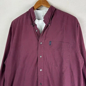 Vintage Izod Plaid Burgundy Men's XL Flannel Grunge - Picture 1 of 8
