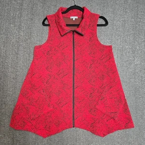 Habitat Clothes To Live In Zip Up Red Asymmetrical Vest Tunic Lagenlook Size S - Picture 1 of 9