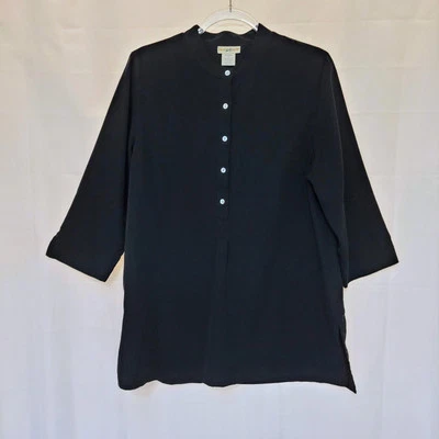 Túnica para mujer TravelSmith negra manga 3/4 popover talla M ligera sin cuello  Foto 1 de 4