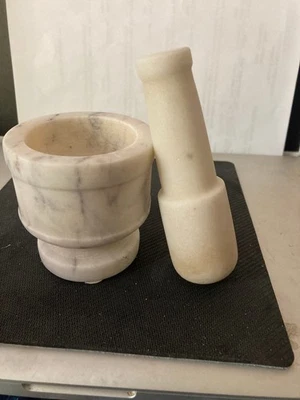 VTG Gray & White Marble Mortar 3"x3" Heavy. - Image 1 of 4