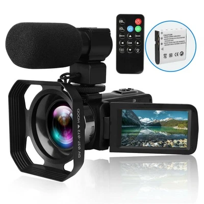 Camcorder Video Camera Ultra HD 48MP 16X 4K Digital Vlogging Microphone Remote - Image 1 of 4