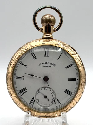 Reloj Bolsillo Waltham Wm Ellery 11 Joyas Talla 18 Doble Espalda Lleno de Oro 10k Funciona Foto 1 de 4