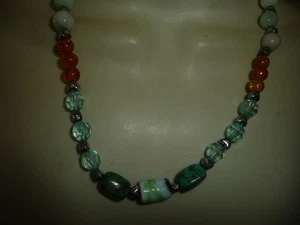 MULTI COLORED CRYSTALS NATURAL BEADS RHINESTONES 9'' L MAGNETIC NECKLACE #14/21 - Picture 1 of 6