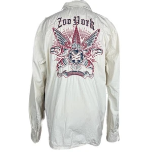 Vintage Y2K ZOO YORK Mens (XXL) Button Down Long Sleeve Embroidered Cotton - Picture 1 of 10