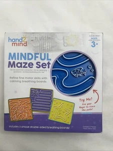Hand2Mind Mindful Maze Set of 3 Unique Double-Sided Breathing Boards Ages 3+ - Picture 1 of 4