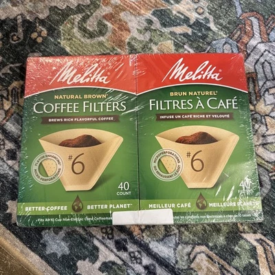 Filtros de café Melitta Natural Cono Marrón #6 (40) Cuenta-2 paquetes equivalen a 80 en total Foto 1 de 4